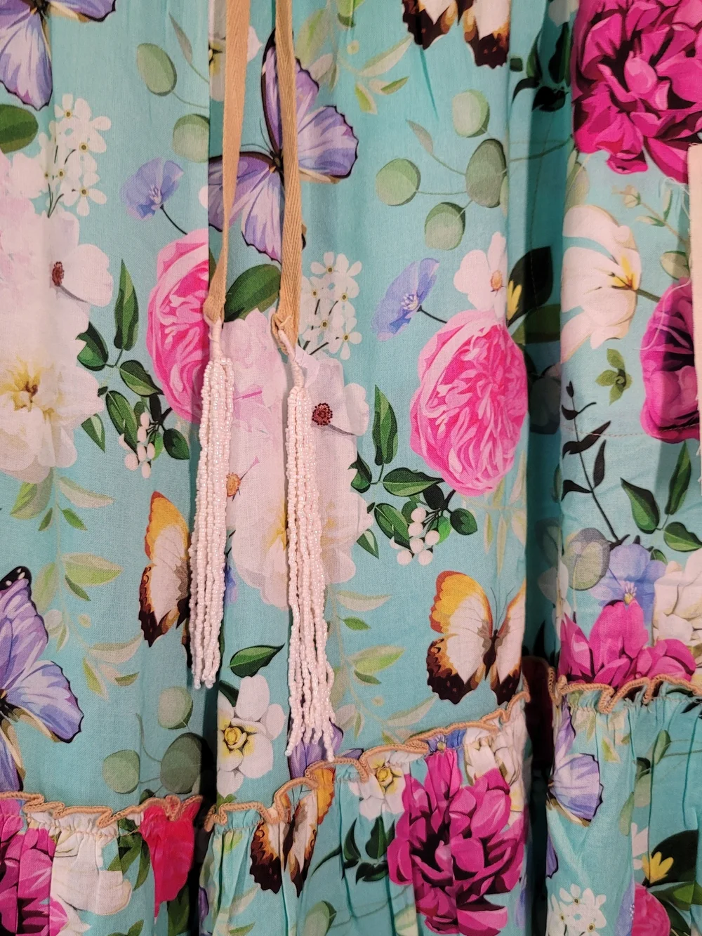 NWT ARATTA Serenity Springs Flare Pants Teal Floral Boho Vibrant Women's Size L - Picture 3 of 15